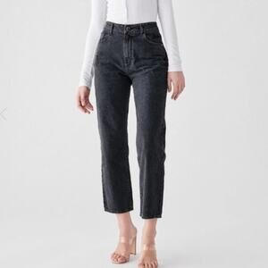 DL 1961 Jerry Vintage High Rise Straight Jeans in Stone Washed Black Size 27